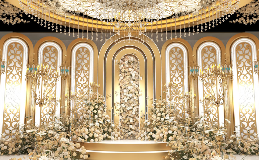 博兴香槟色调婚礼堂效果展示